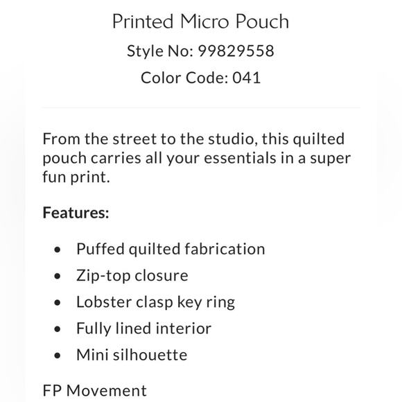 Free People Quilted Baby Carryall Sling Bag + Keychain + Printed Micro Pouch - Picture 9 of 17